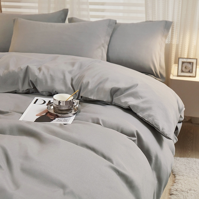 91家纺网 家纺一手货源 找家纺 丝涟家居 2025新款纯色亲肤棉磨毛四件套 都市灰