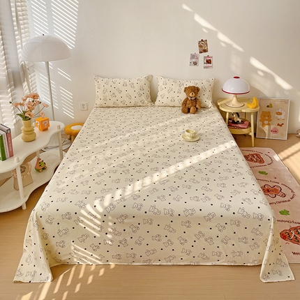 纽缦家纺 2024水洗双层纱床单 小熊院长