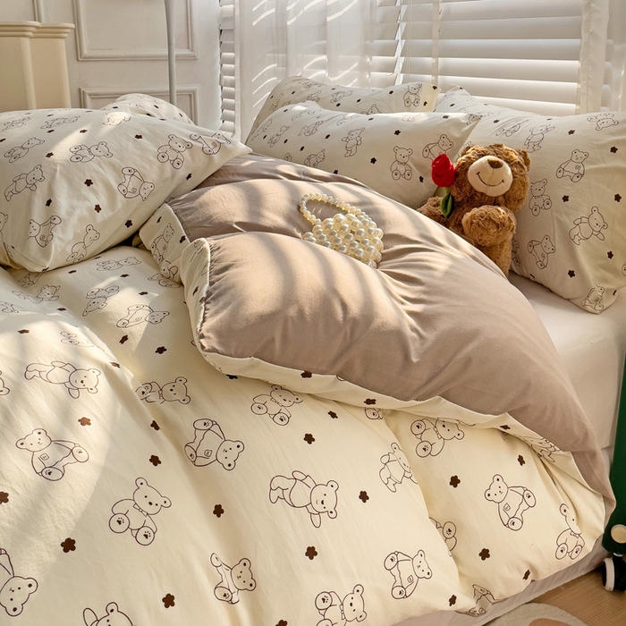 91家纺网 家纺一手货源 找家纺 纽缦家纺 2024水洗双层纱被套 小熊院长