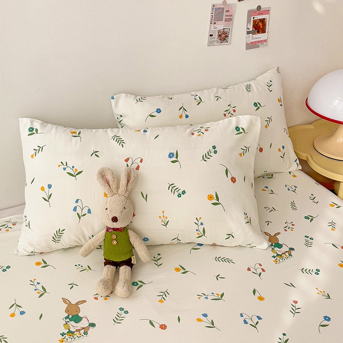 91家纺网 家纺一手货源 找家纺 纽缦家纺 2024水洗双层纱床单 小兔堡