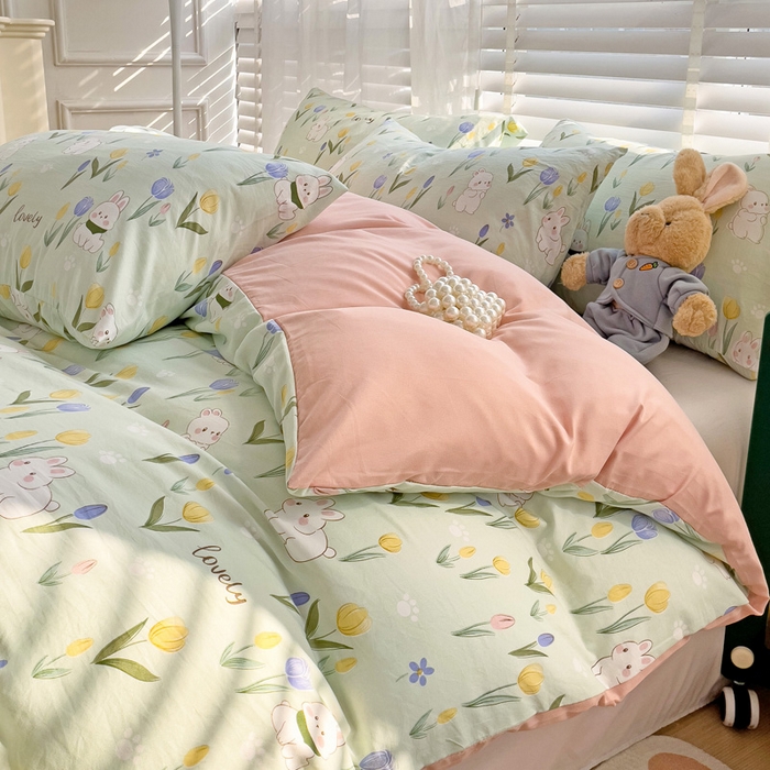 91家纺网 家纺一手货源 找家纺 纽缦家纺 2024水洗双层纱被套 夹心果冻