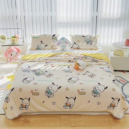 米米儿家纺 2024新款A类针织棉凉豆豆夏被夏凉被空调被-三丽鸥系列 可爱帕恰狗-黄