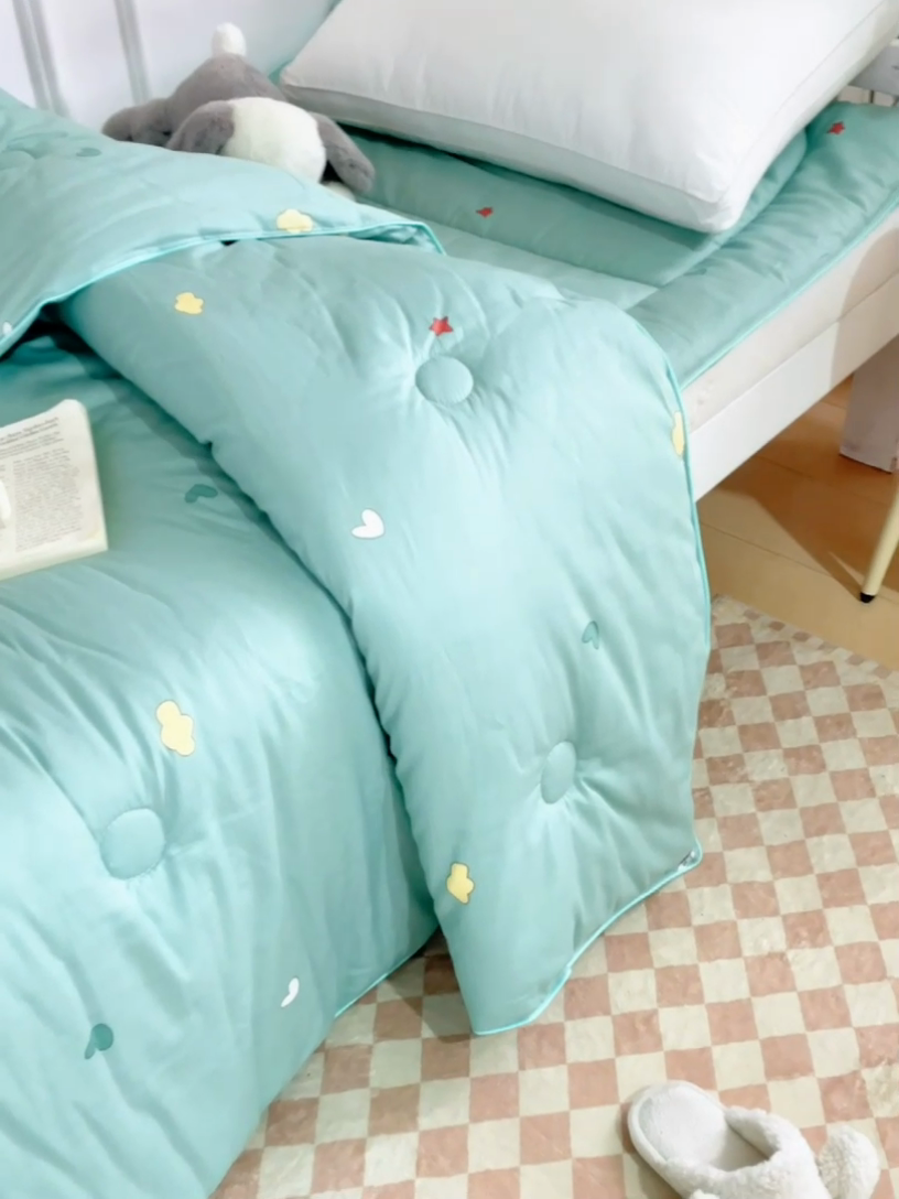91家纺网 家纺一手货源 找家纺 学生宿舍纯棉面料0.9米1米床新疆长绒棉棉花被学生寝室全棉床垫 水绿色
