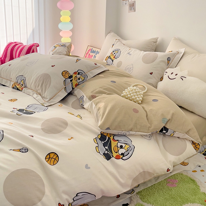 91家纺网 家纺一手货源 找家纺 云锦家居 2024新款13070纯棉印花吊边款一字绣四件套 洛卡迪