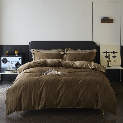 梦享生活家居 2024新款100支长绒棉贡缎轻奢风四件套-洛克  洛克-棕咖