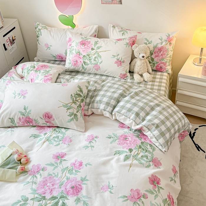 91家纺网 家纺一手货源 找家纺 川悦生活 2024爆款13372全棉卡通小清新四件套三件套 阿加莎