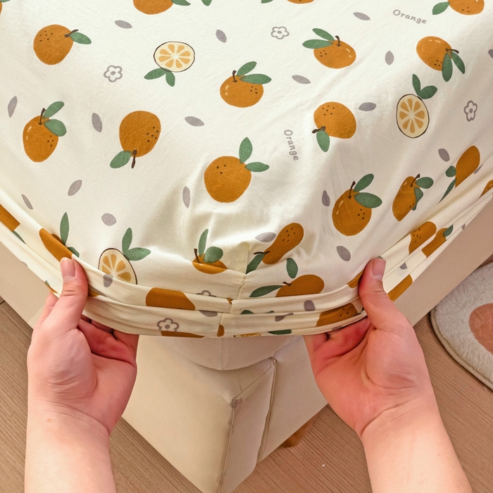 91家纺网 家纺一手货源 找家纺 纽缦家纺 2024水洗双层纱单床笠 小橘子