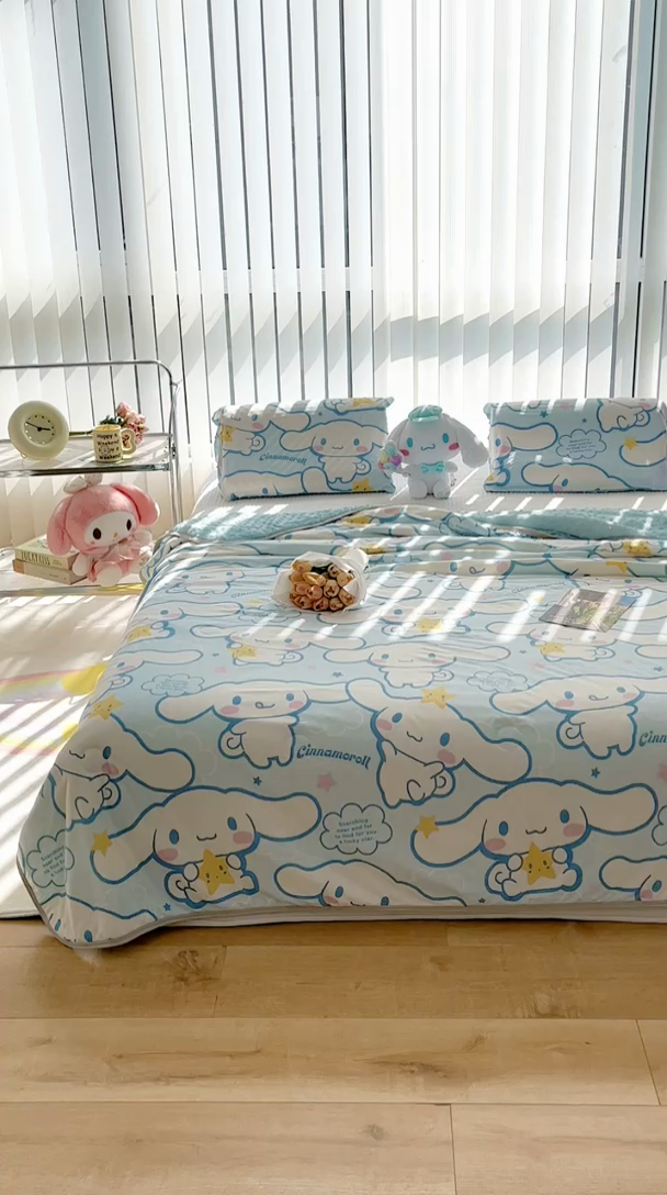 91家纺网 家纺一手货源 找家纺 米米儿家纺 2024新款A类针织棉凉豆豆夏被夏凉被空调被-三丽鸥系列 星星-玉桂狗