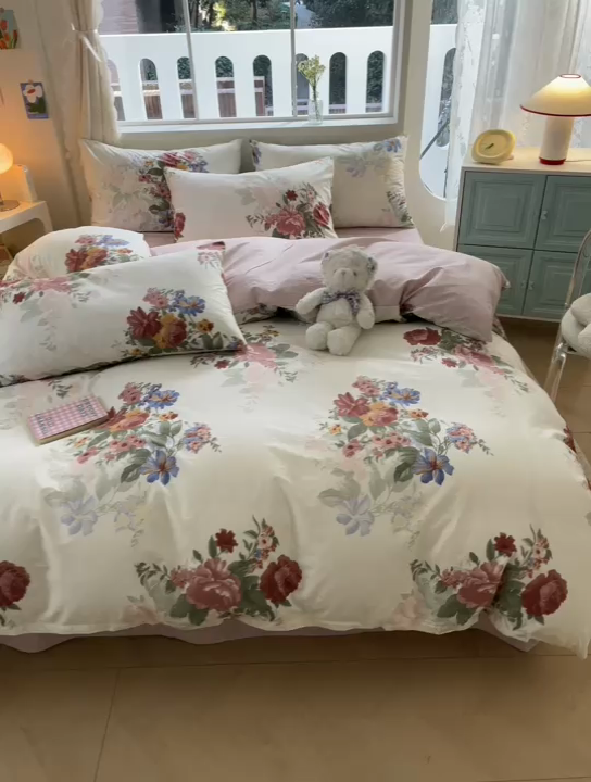 91家纺网 家纺一手货源 找家纺 川悦生活 2024爆款13372全棉卡通小清新四件套三件套 莫加物语