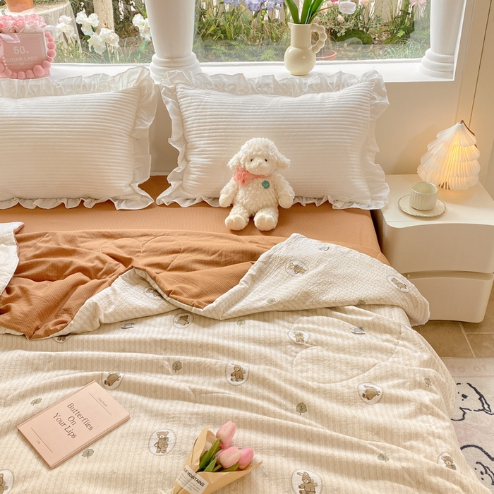 91家纺网 家纺一手货源 找家纺 慕澄家纺 2024新款时尚印花泡泡棉花边夏被夏凉被空调被 夏被-萝莉