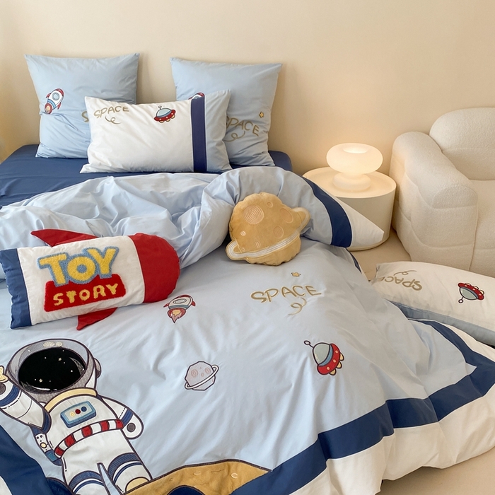 91家纺网 家纺一手货源 找家纺 （总）星野 2024新款加厚40s水洗棉刺绣四件套-星际之旅