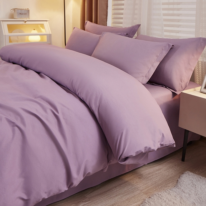 91家纺网 家纺一手货源 找家纺 丝涟家居 2025新款纯色亲肤棉磨毛四件套 优雅紫