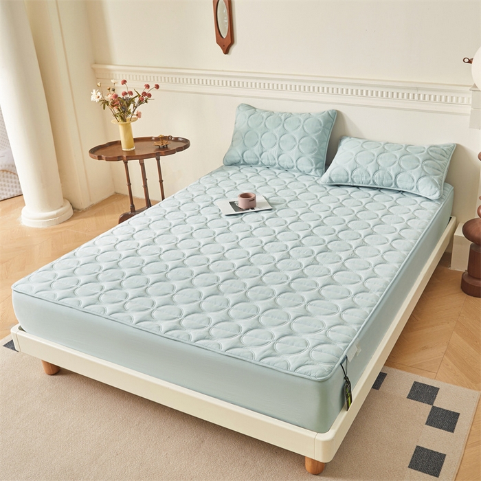 91家纺网 家纺一手货源 找家纺 （总）3C 2024新款全棉圆圈夹棉大豆床笠