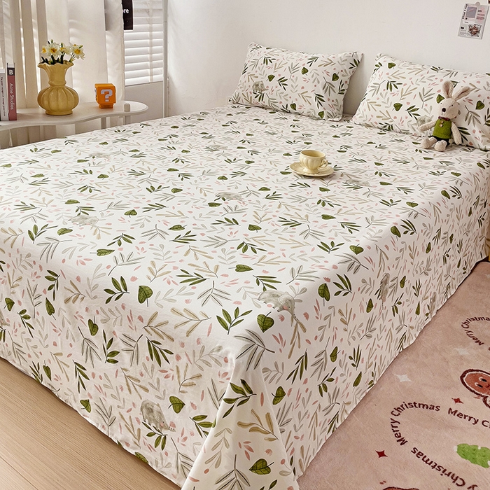 91家纺网 家纺一手货源 找家纺 纽缦家纺 2024水洗双层纱床单 香草薄荷