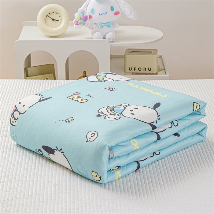 91家纺网 家纺一手货源 找家纺 米米儿家纺 2024新款A类针织棉凉豆豆夏被夏凉被空调被-三丽鸥系列 可爱帕恰狗-蓝