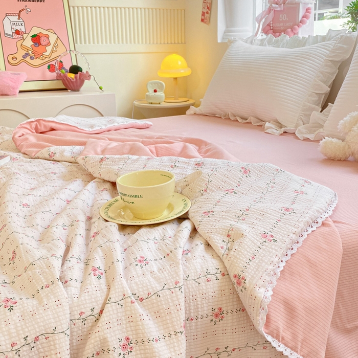 91家纺网 家纺一手货源 找家纺 慕澄家纺 2024新款时尚印花泡泡棉花边夏被夏凉被空调被 夏被-沐歌