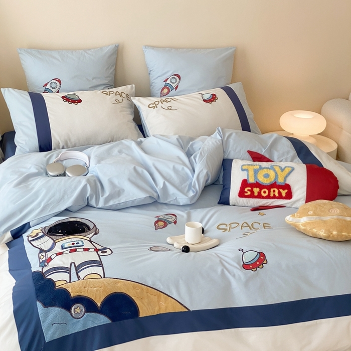 91家纺网 家纺一手货源 找家纺 （总）星野 2024新款加厚40s水洗棉刺绣四件套-星际之旅