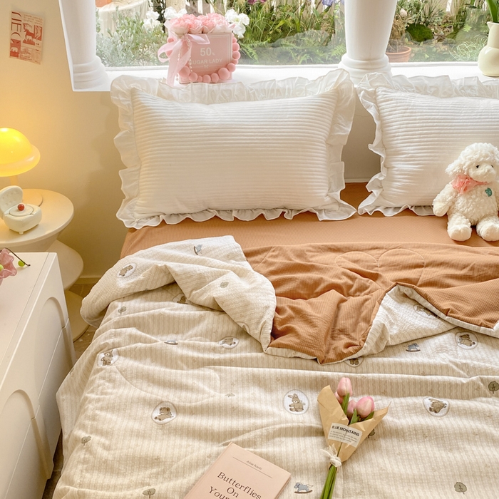 91家纺网 家纺一手货源 找家纺 慕澄家纺 2024新款时尚印花泡泡棉花边夏被夏凉被空调被 夏被-萝莉