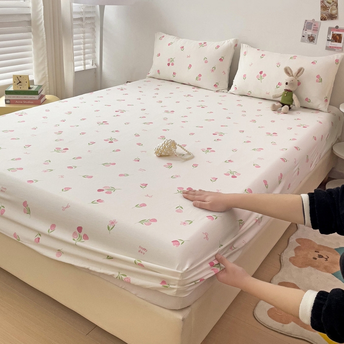 91家纺网 家纺一手货源 找家纺 纽缦家纺 2024水洗双层纱单床笠 天酥少女