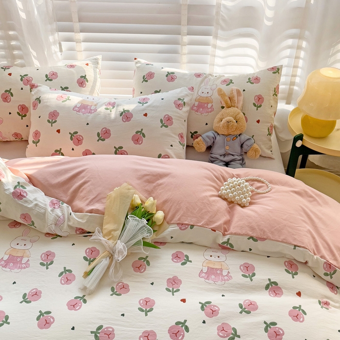 91家纺网 家纺一手货源 找家纺 纽缦家纺 2024水洗双层纱被套 曼塔玫瑰