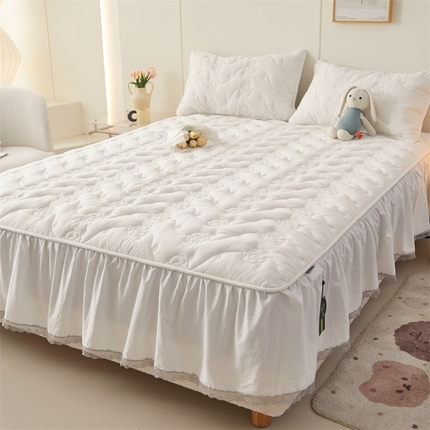 91家纺网 家纺一手货源 找家纺 （总）3C 2024新款玫瑰全棉水洗棉大豆夹棉床裙式床笠