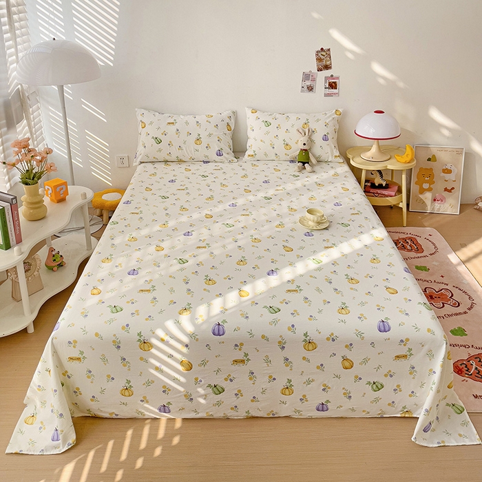 91家纺网 家纺一手货源 找家纺 纽缦家纺 2024水洗双层纱床单 小南瓜