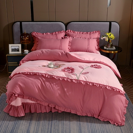 91家纺网 家纺一手货源 找家纺 （总）兴美佳家纺 2024新款水洗棉床盖手工盘花四件套-盛世年华