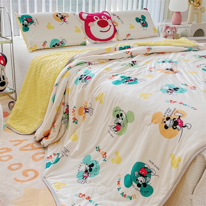 91家纺网 家纺一手货源 找家纺 2024新款A类针织棉凉豆豆夏被夏凉被空调被-迪士尼系列 米奇