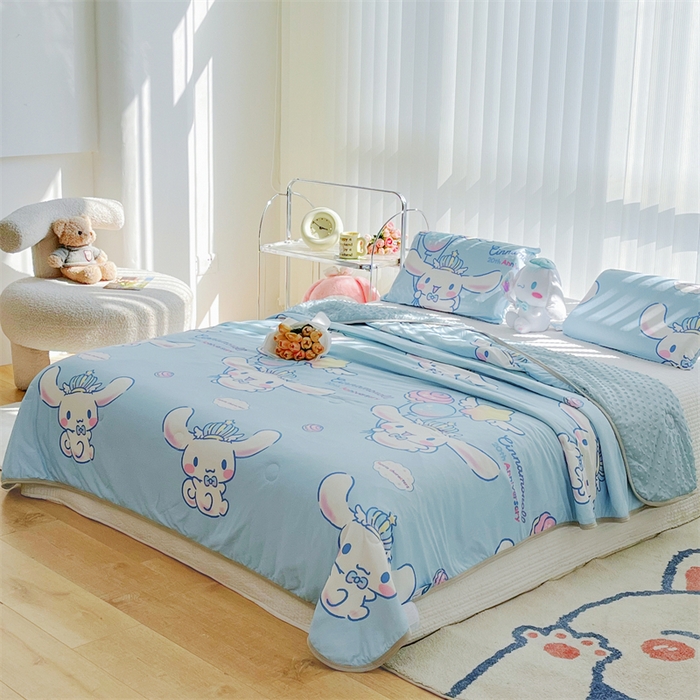 91家纺网 家纺一手货源 找家纺 米米儿家纺 2024新款A类针织棉凉豆豆夏被夏凉被空调被-三丽鸥系列 棒棒糖-玉桂狗