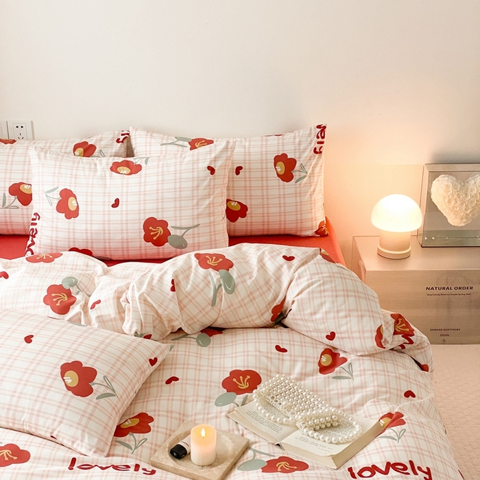 91家纺网 家纺一手货源 找家纺 川悦生活 2024爆款13372全棉卡通小清新四件套三件套 芭莉娜