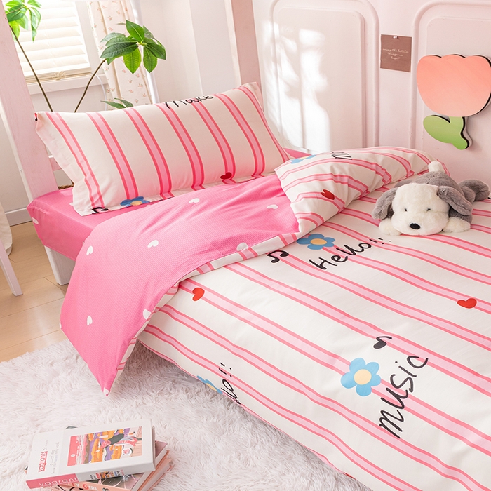 91家纺网 家纺一手货源 找家纺 纯棉印花13070学生三件套寝室全棉宿舍床套件上下铺床品 幽香醉人