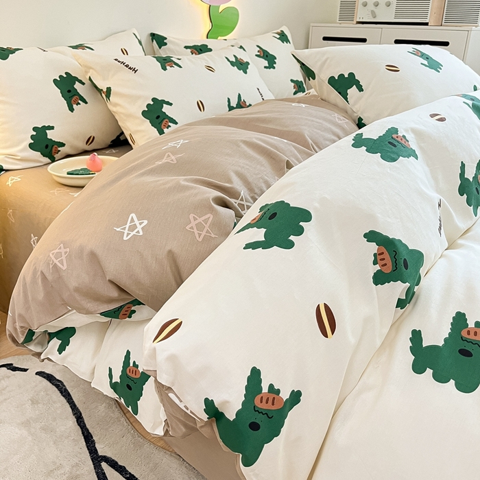 91家纺网 家纺一手货源 找家纺 川悦生活 2024爆款13372全棉卡通小清新四件套三件套 韩国小狗