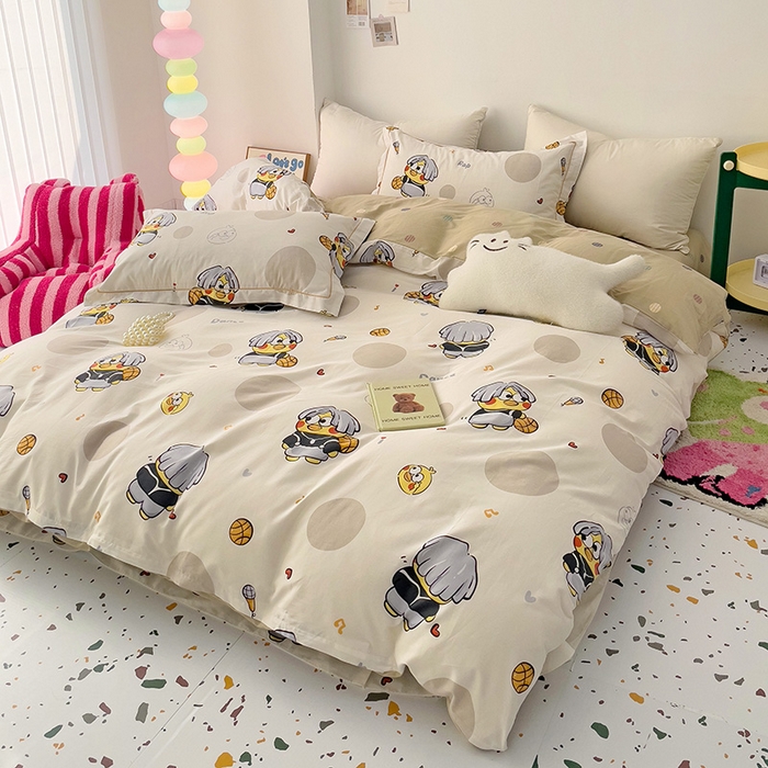 91家纺网 家纺一手货源 找家纺 云锦家居 2024新款13070纯棉印花吊边款一字绣四件套 洛卡迪