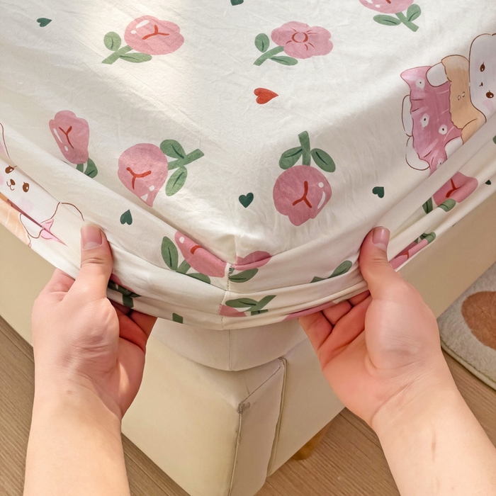 91家纺网 家纺一手货源 找家纺 纽缦家纺 2024水洗双层纱单床笠 曼塔玫瑰