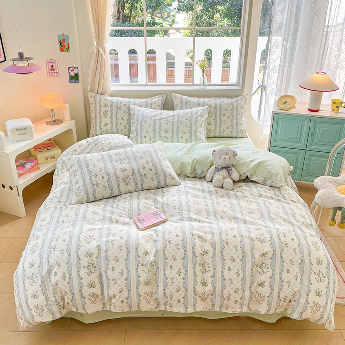 91家纺网 家纺一手货源 找家纺 川悦生活 2024爆款13372全棉卡通小清新四件套三件套 春物