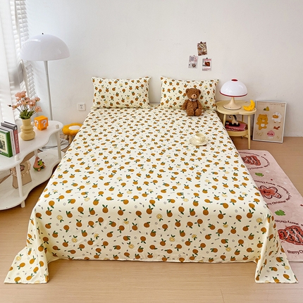 纽缦家纺 2024水洗双层纱床单 小橘子