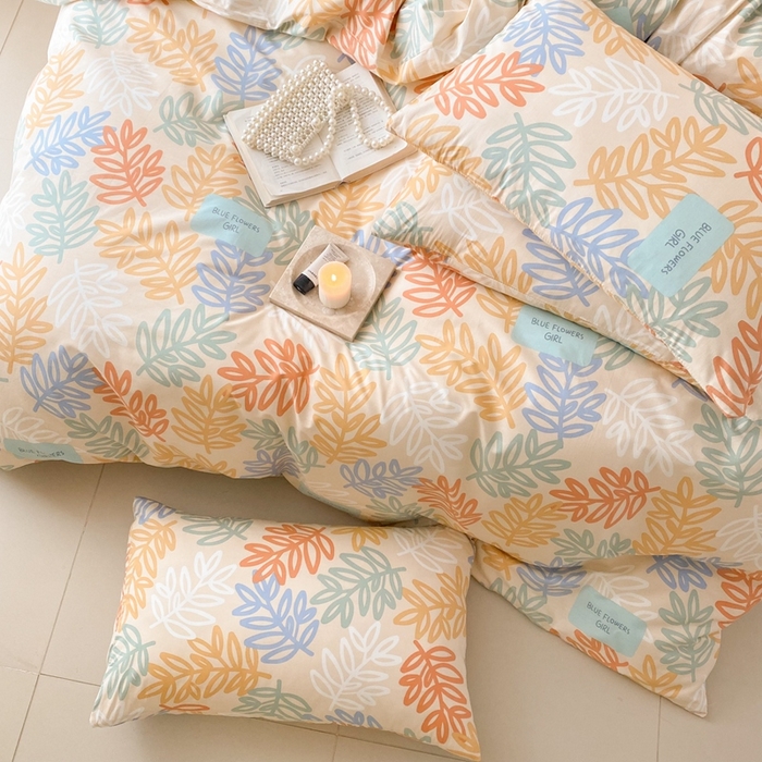 91家纺网 家纺一手货源 找家纺 川悦生活 2024爆款13372全棉卡通小清新四件套三件套 米乐-橘