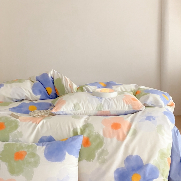 91家纺网 家纺一手货源 找家纺 川悦生活 2024爆款13372全棉卡通小清新四件套三件套 茜娜