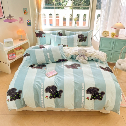 91家纺网 家纺一手货源 找家纺 （总）川悦生活 2024爆款13372纯棉全棉卡通小清新四件套学生宿舍三件套