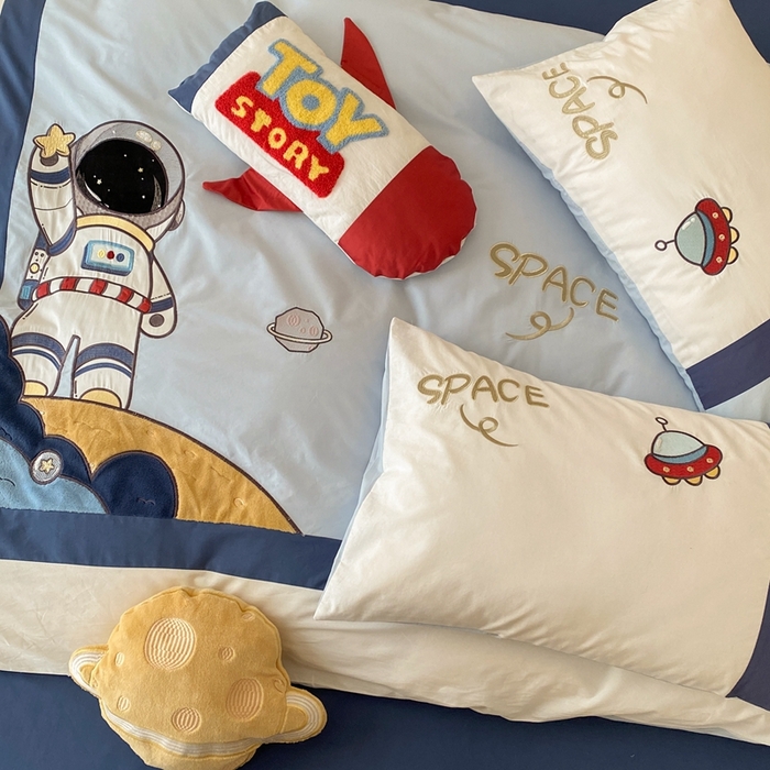 91家纺网 家纺一手货源 找家纺 （总）星野 2024新款加厚40s水洗棉刺绣四件套-星际之旅