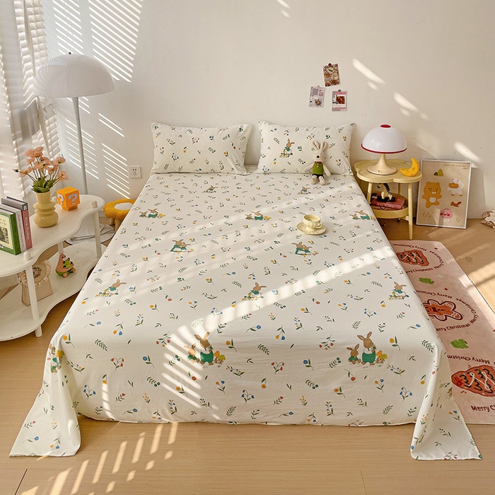 91家纺网 家纺一手货源 找家纺 纽缦家纺 2024水洗双层纱床单 小兔堡