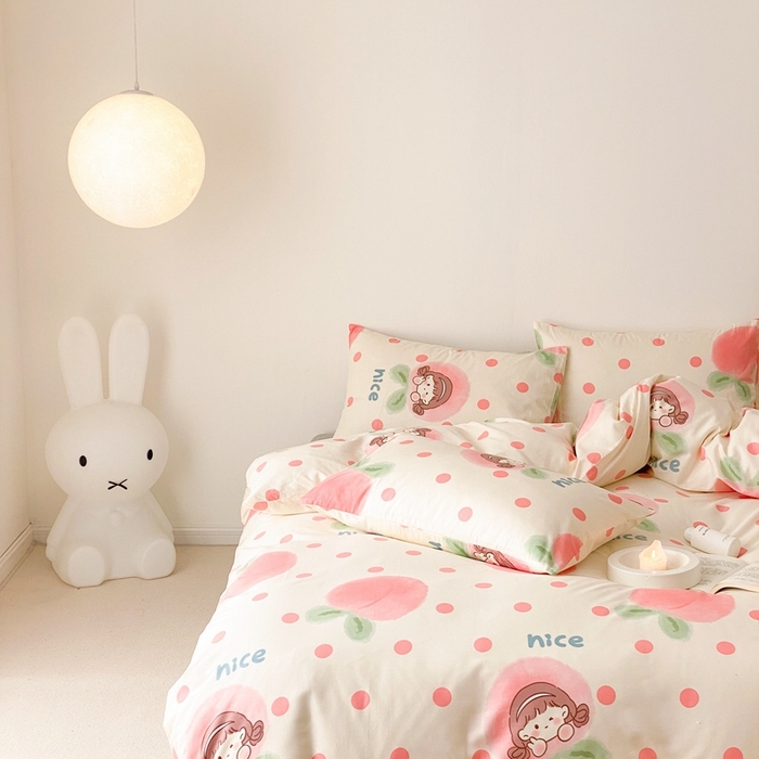 91家纺网 家纺一手货源 找家纺 川悦生活 2024爆款13372全棉卡通小清新四件套三件套 啵啵女孩