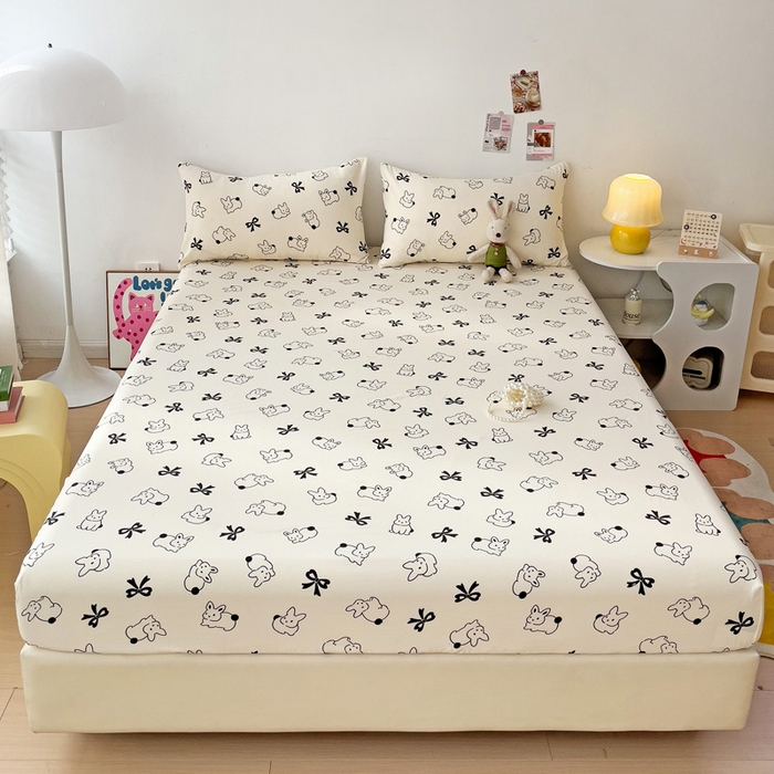 91家纺网 家纺一手货源 找家纺 纽缦家纺 2024水洗双层纱单床笠 心动兔兔