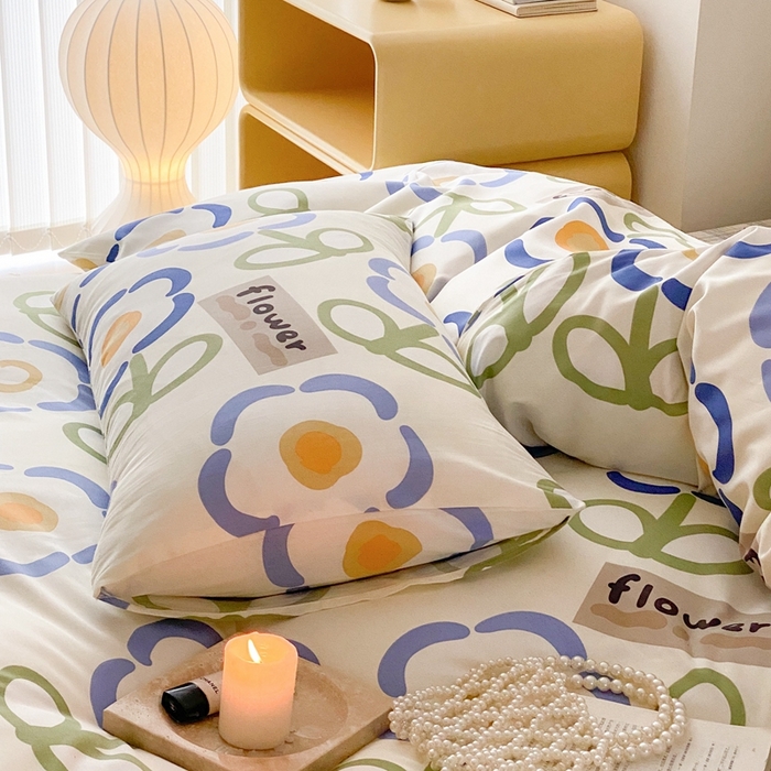 91家纺网 家纺一手货源 找家纺 川悦生活 2024爆款13372全棉卡通小清新四件套三件套 三桑