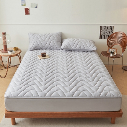 91家纺网 家纺一手货源 找家纺 3C 2024新款全棉双层纱大豆床笠 流光灰