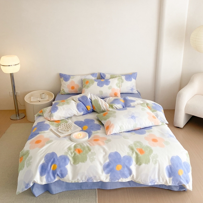 91家纺网 家纺一手货源 找家纺 川悦生活 2024爆款13372全棉卡通小清新四件套三件套 茜娜