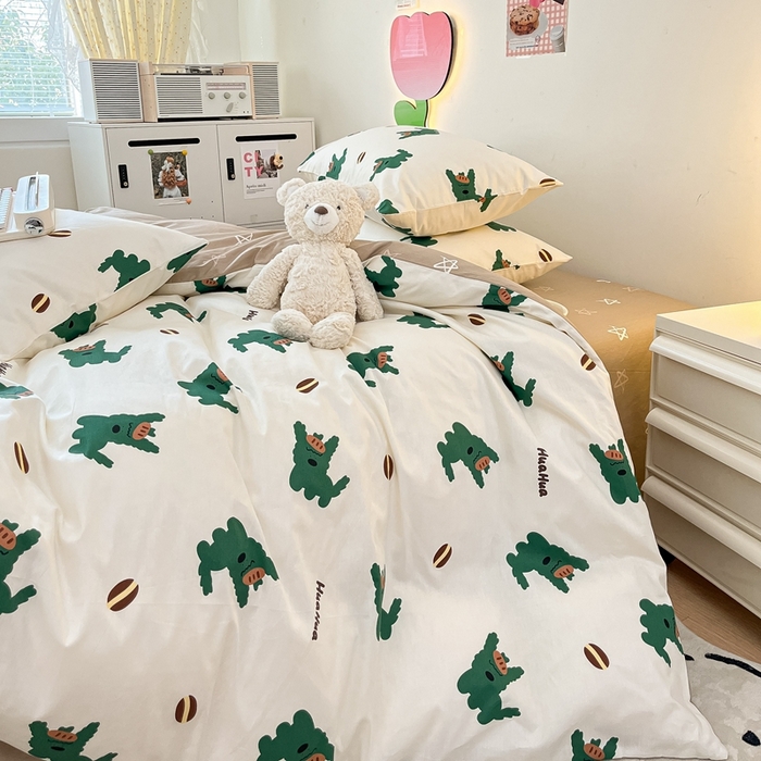 91家纺网 家纺一手货源 找家纺 川悦生活 2024爆款13372全棉卡通小清新四件套三件套 韩国小狗