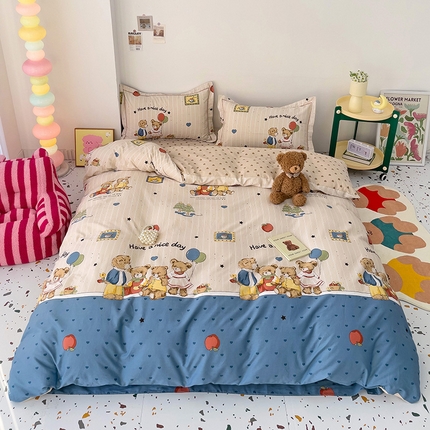 91家纺网 家纺一手货源 找家纺 （总）云锦家居 2024春夏新款13070纯棉印花吊边款一字绣四件套