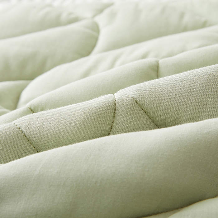 91家纺网 家纺一手货源 找家纺 3C 2024新款全棉双层纱大豆床笠 抹茶绿