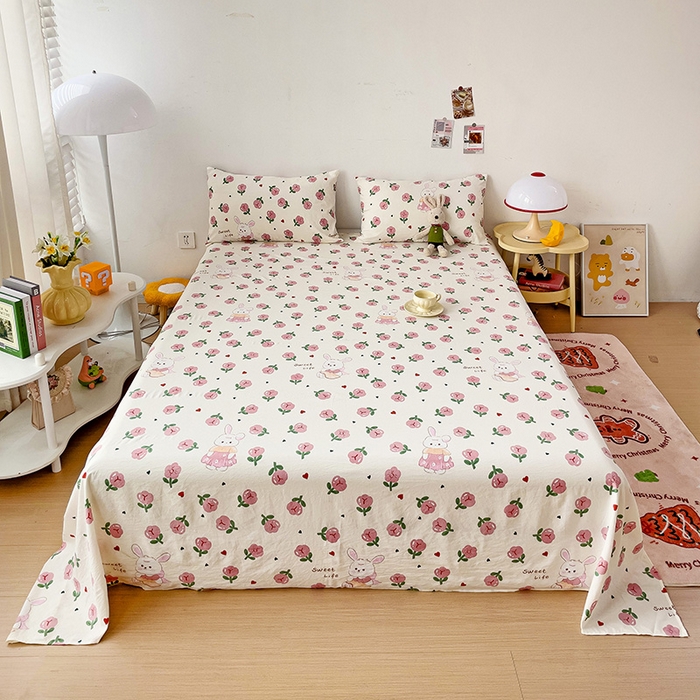 91家纺网 家纺一手货源 找家纺 纽缦家纺 2024水洗双层纱床单 曼塔玫瑰